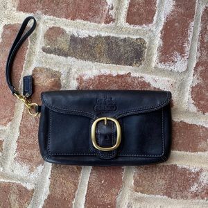 Black Coach Leather Wristlet